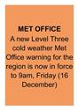 New severe cold weather warning for Kent residents