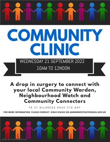  - Community Clinic Wednesday 21 September