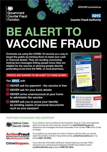  - Be Alert To Vaccine Fraud